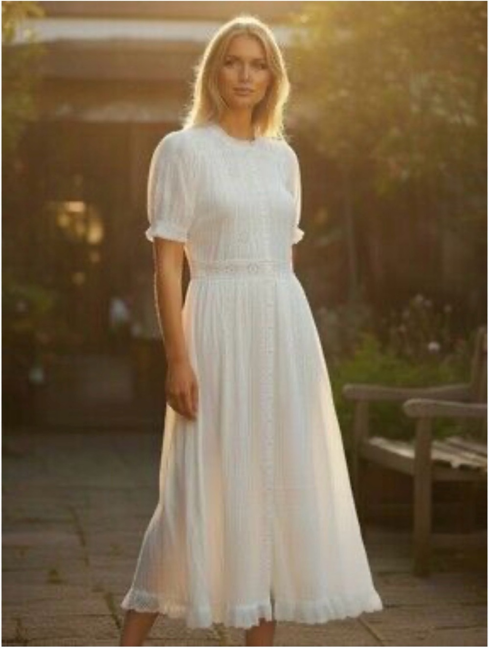 House of Harlow 1960 White Eyelit Embroidered Lace Midi Dress - Picture 2 of 9